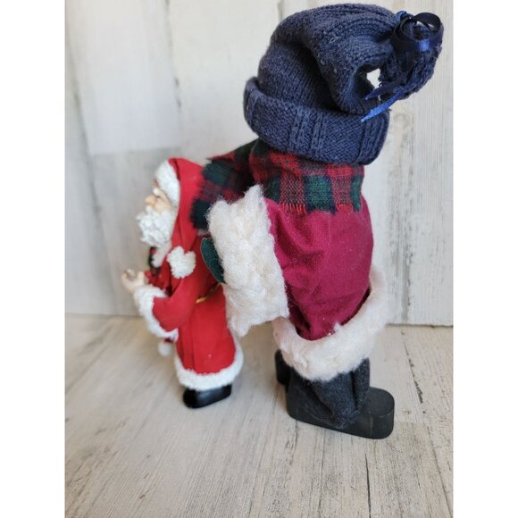 Vintage Santa Claus kid unique plaid doll figure set Xmas decor - Picture 6 of 8